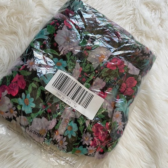 Victoria's Secret Open-back tunic/caftan MEDIUM dark floral print peep arms - Picture 4 of 5